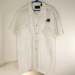 Vintage RedHead Button Up Sportsman Fishing Shirt Short Sleeve Size XL White